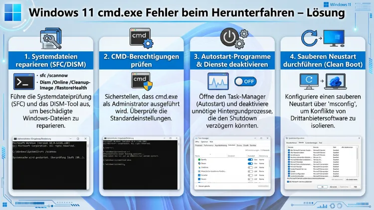 Windows 11 cmd.exe Fehler beim Herunterfahren – Lösung