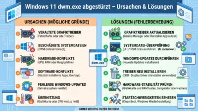 Windows 11 dwm.exe abgestürzt – Ursachen & Lösungen