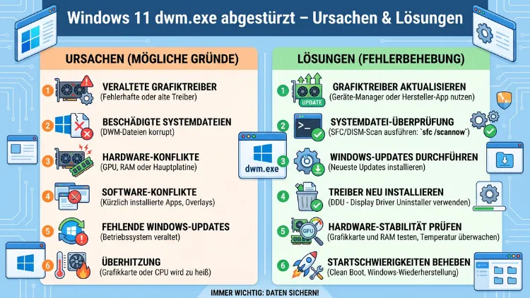 Windows 11 dwm.exe abgestürzt – Ursachen & Lösungen