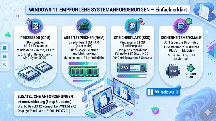 Windows 11 empfohlene Systemanforderungen – Einfach erklärt