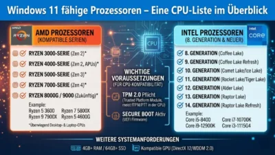 Windows 11 fähige Prozessoren – Eine CPU-Liste im Überblick