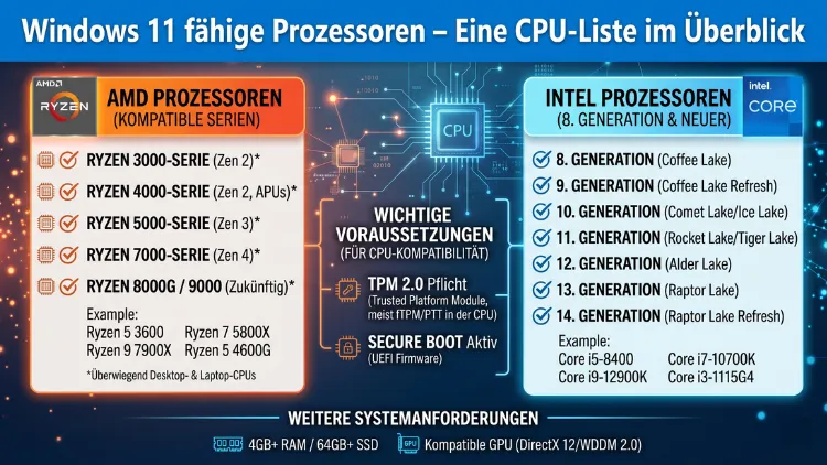 Windows 11 fähige Prozessoren – Eine CPU-Liste im Überblick