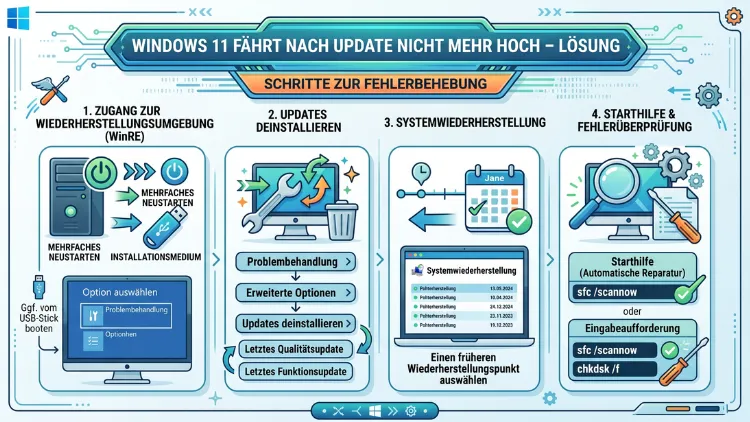 Windows 11 fährt nach Update nicht mehr hoch – Lösung
