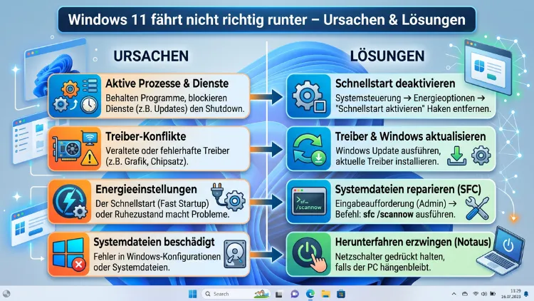 Windows 11 fährt nicht richtig runter – Ursachen & Lösungen
