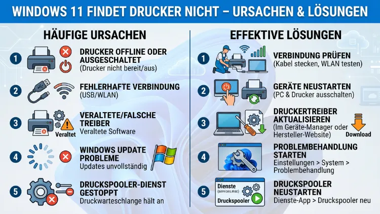 Windows 11 findet Drucker nicht – Ursachen & Lösungen