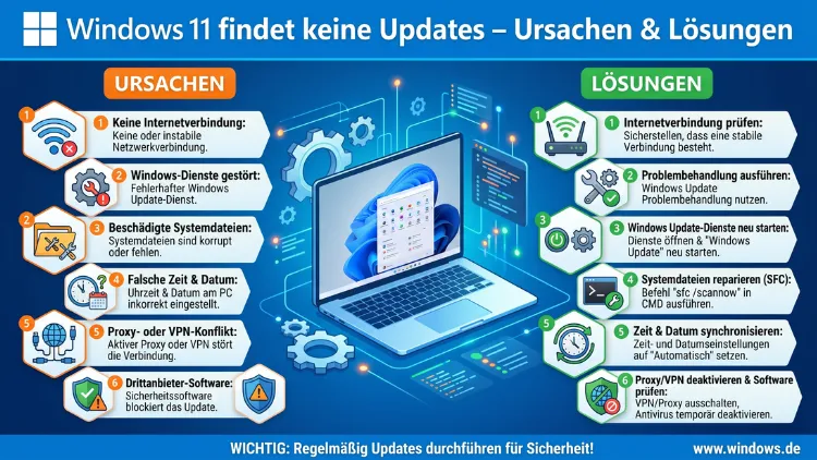 Windows 11 findet keine Updates – Ursachen & Lösungen