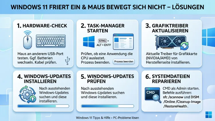 Windows 11 friert ein, Maus bewegt sich nicht – Lösung