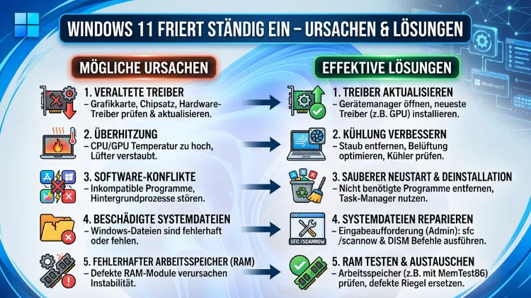 Windows 11 friert ständig ein – Ursachen & Lösungen