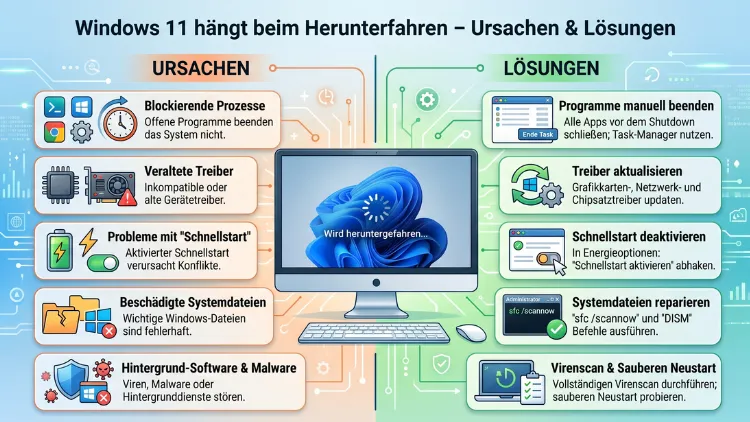Windows 11 hängt beim Herunterfahren – Ursachen & Lösungen