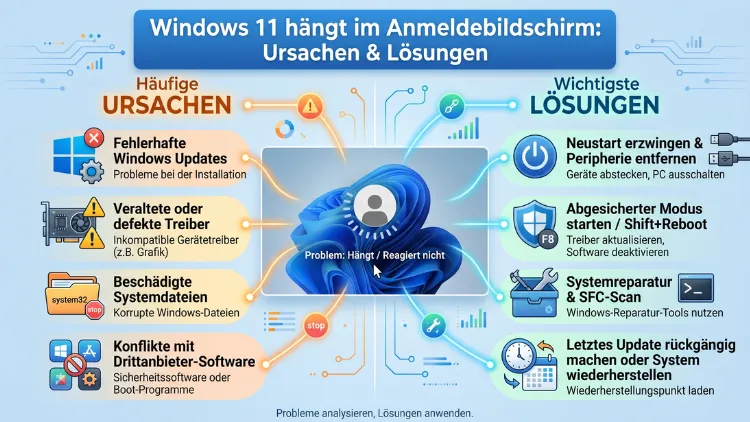 Windows 11 hängt im Anmeldebildschirm – Ursachen & Lösungen