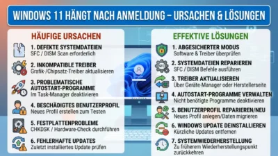 Windows 11 hängt nach Anmeldung – Ursachen & Lösungen