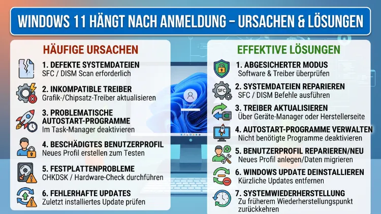Windows 11 hängt nach Anmeldung – Ursachen & Lösungen