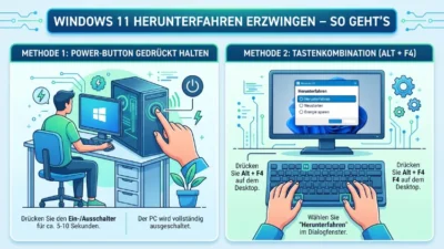 Windows 11 herunterfahren erzwingen – So geht’s