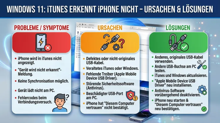 Windows 11 iTunes erkennt iPhone nicht – Ursachen & Lösungen