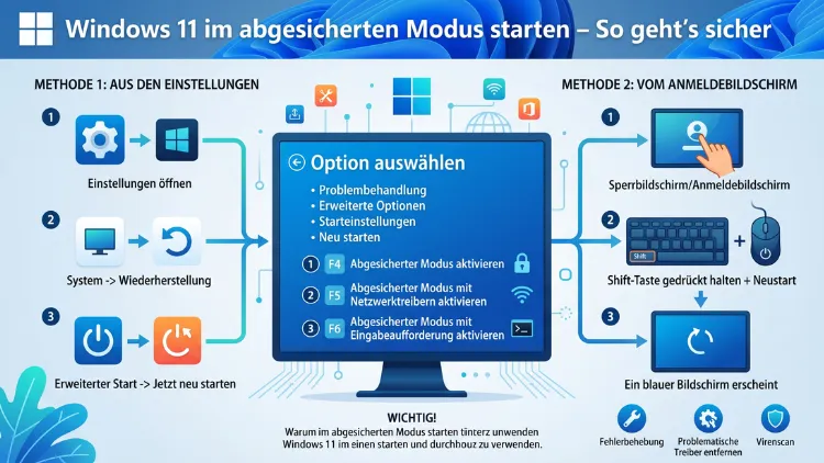 Windows 11 im abgesicherten Modus starten – So geht’s sicher