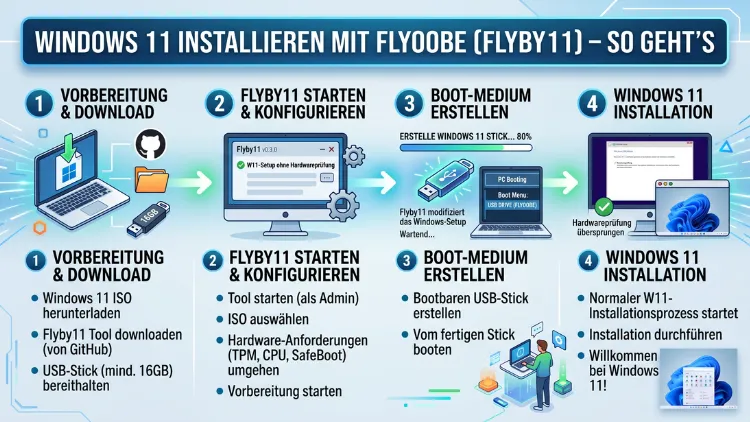 Windows 11 installieren mit Flyoobe (Flyby11) – So geht’s