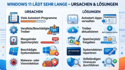 Windows 11 lädt sehr lange – Ursachen & Lösungen