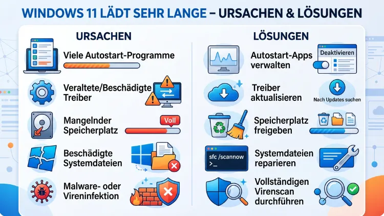 Windows 11 lädt sehr lange – Ursachen & Lösungen