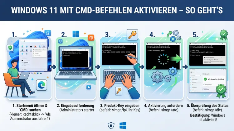 Windows 11 mit CMD-Befehlen aktivieren – So geht’s