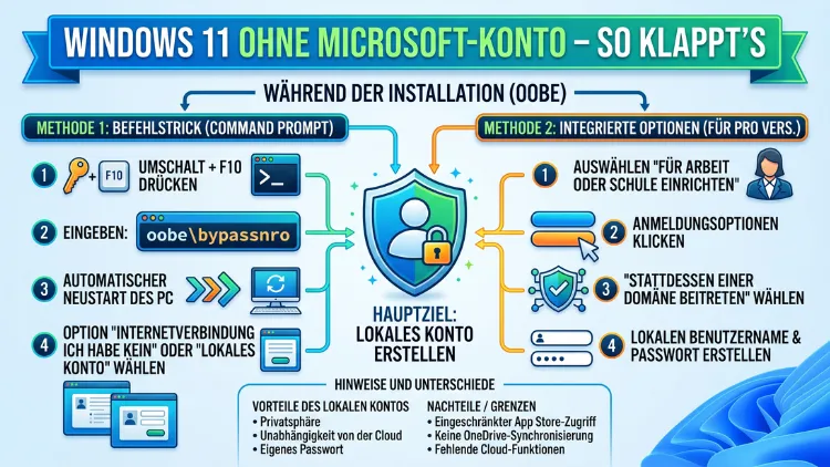 Windows 11 ohne Microsoft-Konto – So klappt’s