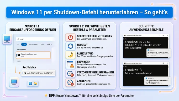 Windows 11 per Shutdown-Befehl herunterfahren – So geht’s