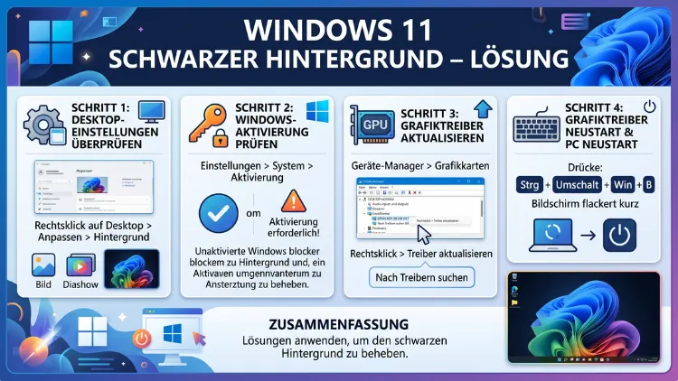 Windows 11 schwarzer Hintergrund – Lösung