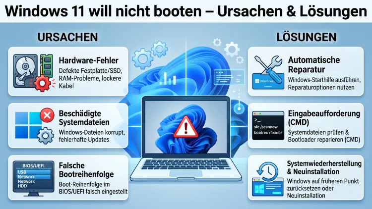 Windows 11 will nicht booten – Ursachen & Lösungen