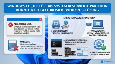 Windows 11: „Die für das System reservierte Partition konnte nicht aktualisiert werden“ – Lösung
