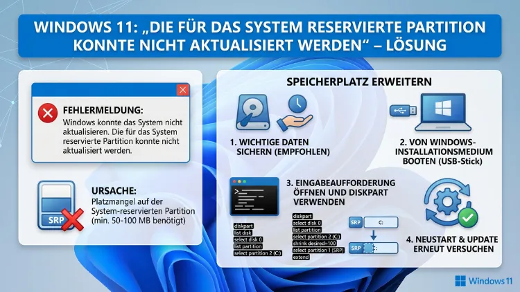 Windows 11: „Die für das System reservierte Partition konnte nicht aktualisiert werden“ – Lösung