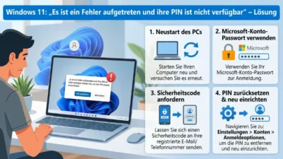 Windows 11: „Es ist ein Fehler aufgetreten und ihre PIN ist nicht verfügbar“ – Lösung