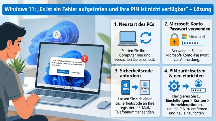 Windows 11: „Es ist ein Fehler aufgetreten und ihre PIN ist nicht verfügbar“ – Lösung