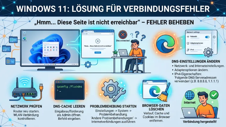 Windows 11: „Hmm… Diese Seite ist nicht erreichbar“ – Lösung