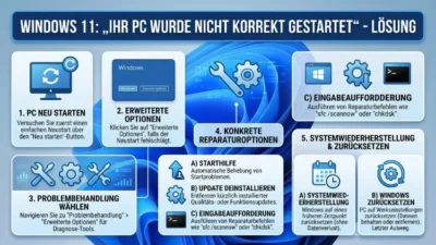 Windows 11: „Ihr PC wurde nicht korrekt gestartet“ – Lösung