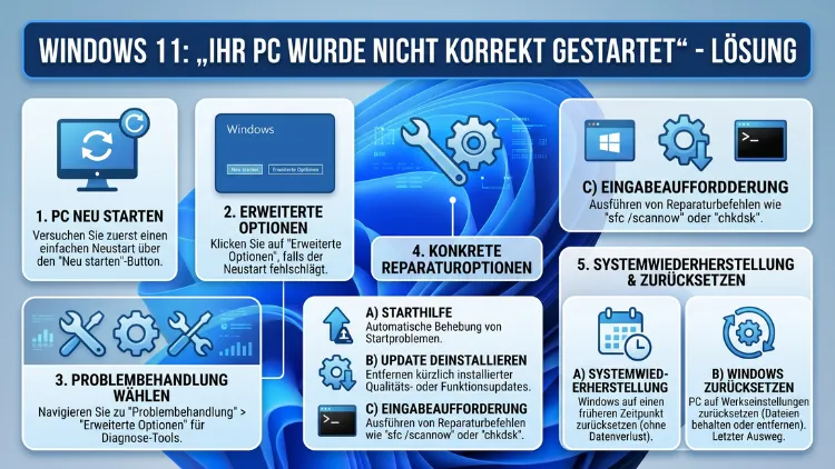 Windows 11: „Ihr PC wurde nicht korrekt gestartet“ – Lösung