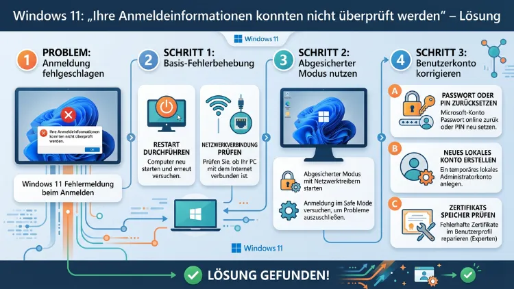 Windows 11: „Ihre Anmeldeinformationen konnten nicht überprüft werden“ – Lösung