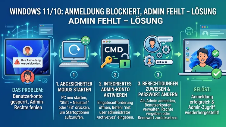 Windows 11/10: Anmeldung blockiert, Admin fehlt – Lösung
