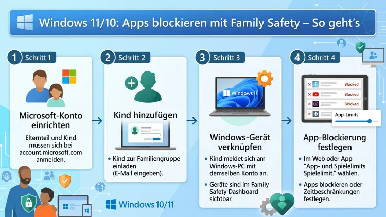 Windows 11/10: Apps blockieren mit Family Safety – So geht’s