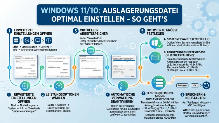 Windows 11/10: Auslagerungsdatei optimal einstellen – So geht’s