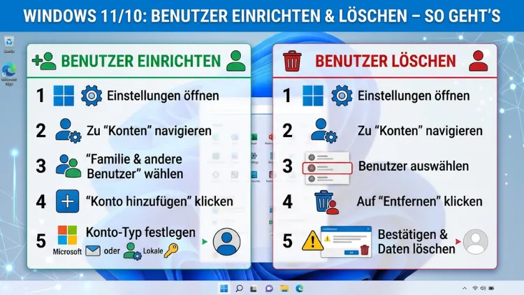 Windows 11/10: Benutzer einrichten und löschen – So geht’s