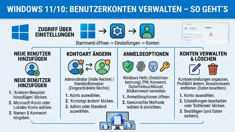 Windows 11/10: Benutzerkonten verwalten – So geht’s