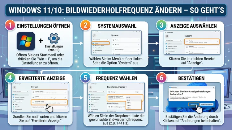 Windows 11/10: Bildwiederholfrequenz ändern – So geht’s
