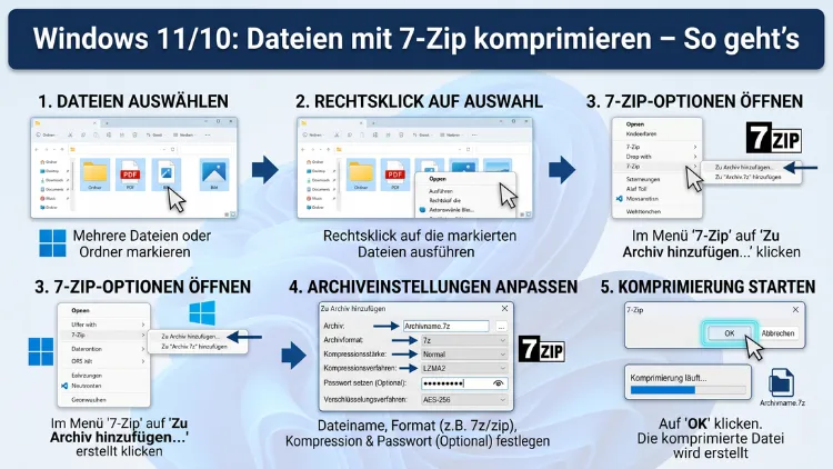 Windows 11/10: Dateien mit 7-Zip komprimieren – So geht’s
