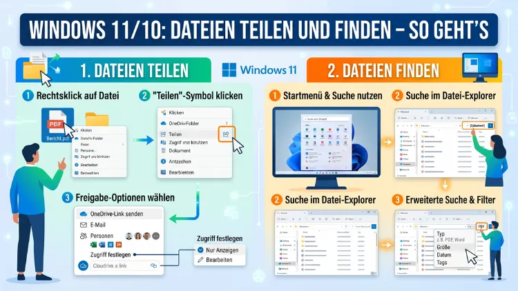 Windows 11/10: Dateien teilen und finden – So geht’s