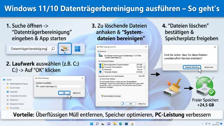 Windows 11/10 Datenträgerbereinigung ausführen – So geht’s