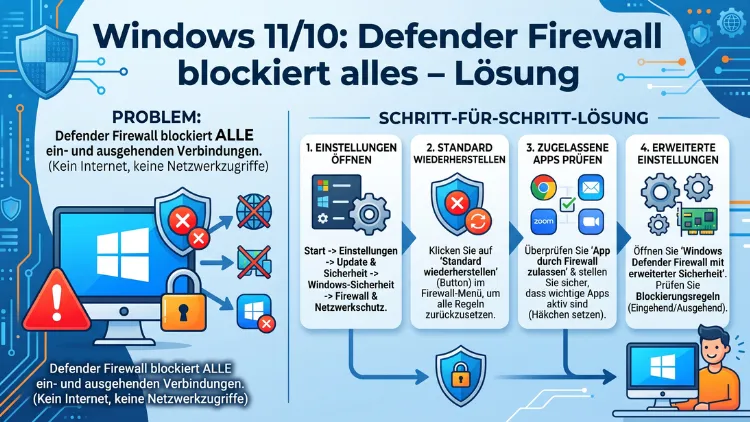 Windows 11/10: Defender Firewall blockiert alles – Lösung