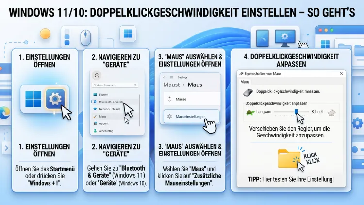 Windows 11/10: Doppelklickgeschwindigkeit einstellen – So geht’s