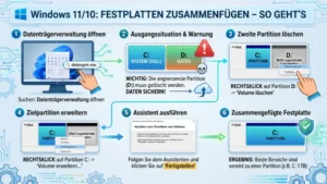Windows 11/10: Festplatten zusammenfügen – So geht’s