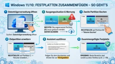 Windows 11/10: Festplatten zusammenfügen – So geht’s