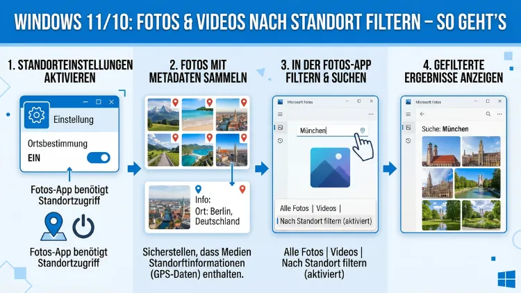 Windows 11/10: Fotos und Videos nach Standort filtern – So geht’s