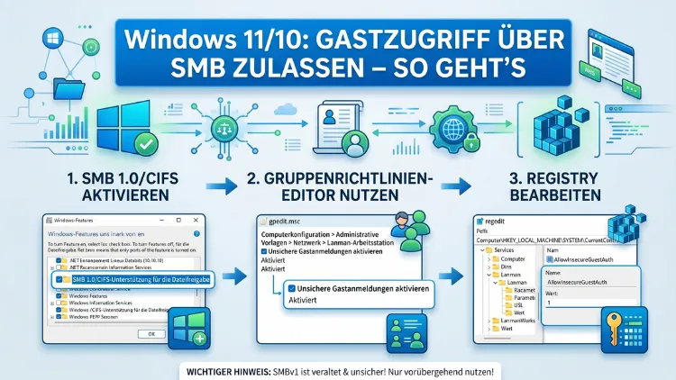 Windows 11/10: Gastzugriff über SMB zulassen – So geht’s